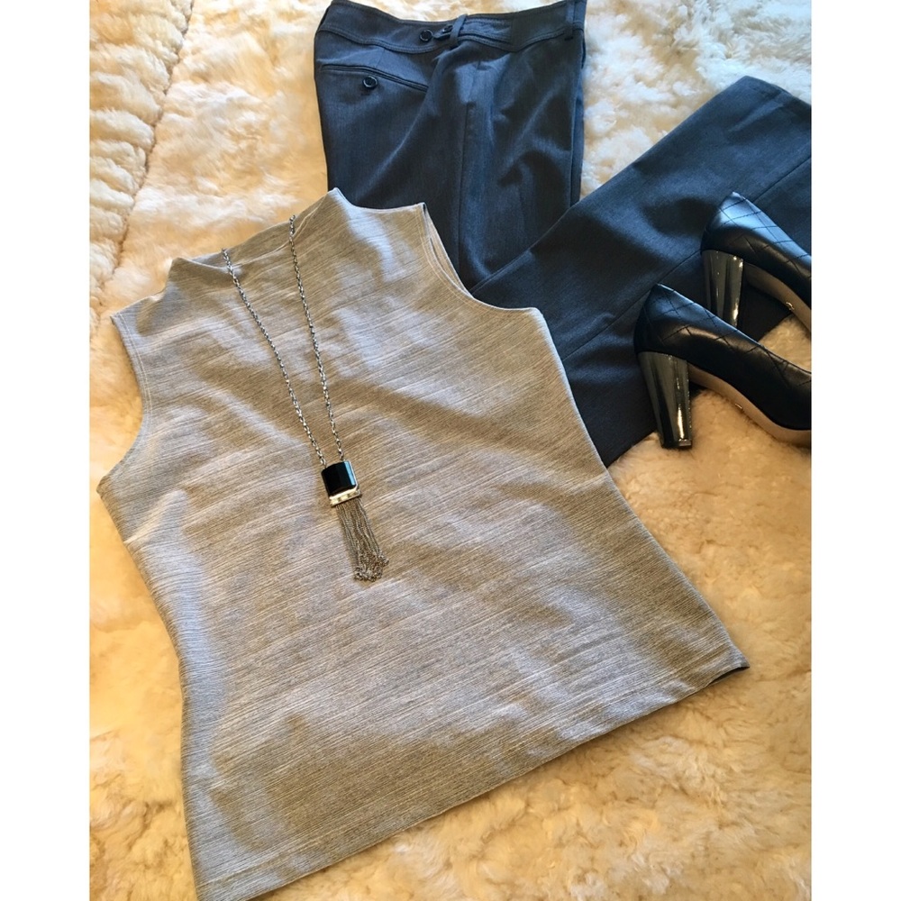 Mock neck light silvery-grey stretchy shell